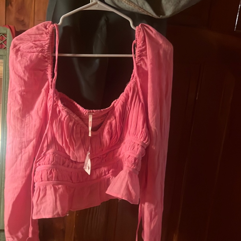 Adorable hot pink boho free people top!